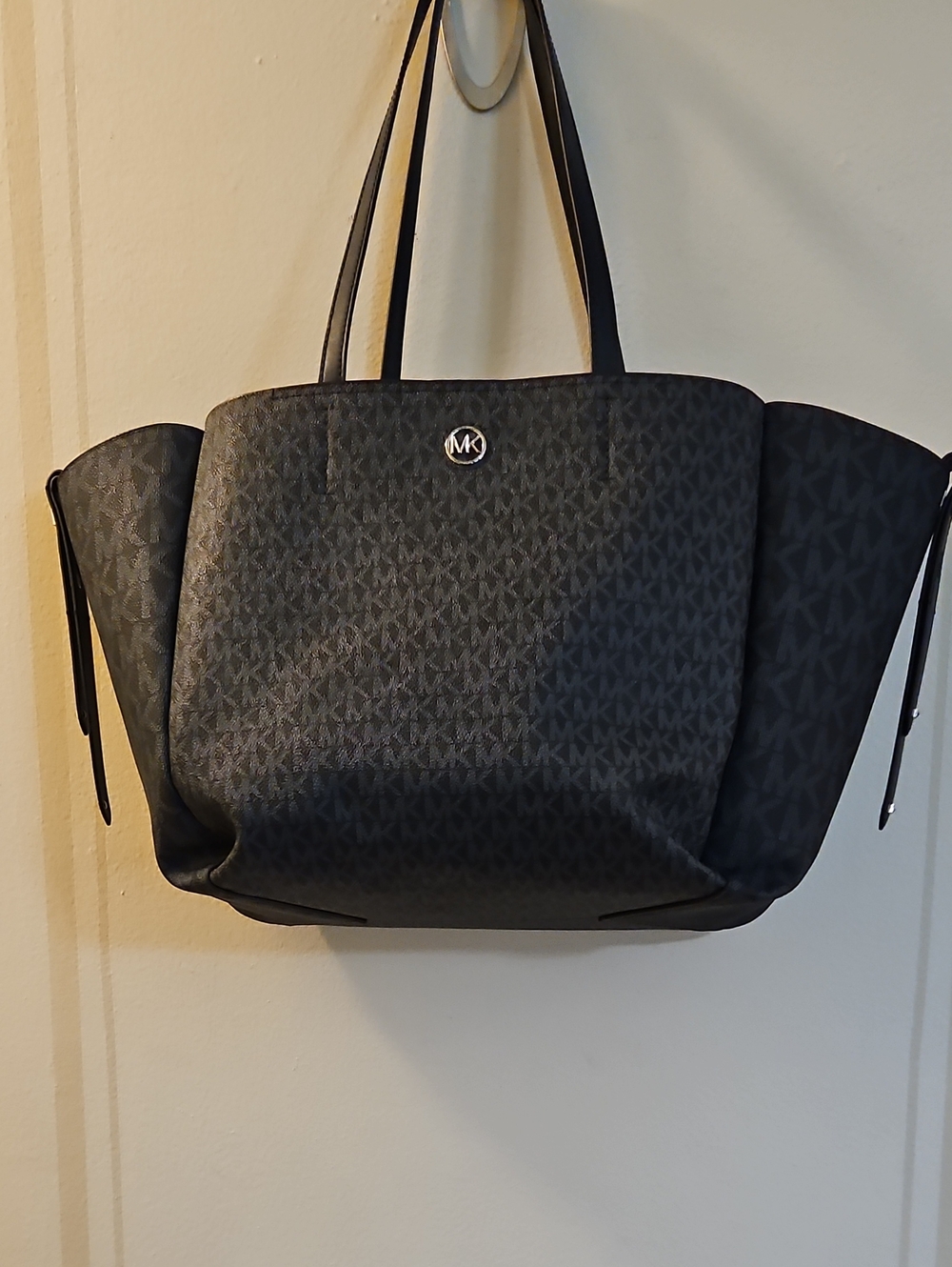 Michael Kors Black with Blue Signature MK Tote,  Like New